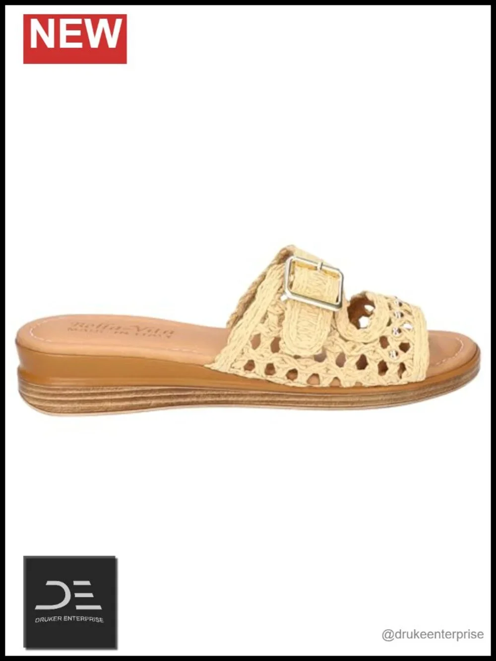 Womens Woven Slide Sandals 1.25 Wedge Heel Adjustable Ankle Strap